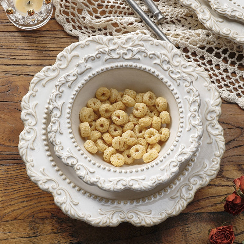 Skandishop Baroque Vintage Ceramic Dinner Plate